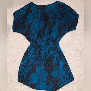 Express Dress - Black and Teal Snakeskin Print - Women’s Extra Small